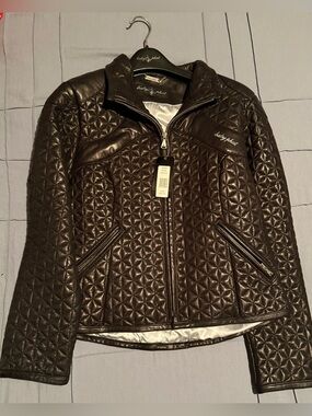 Baby Phat Quilted Dark Brown Faux Leather Jacket